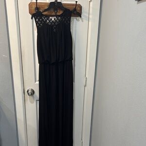 Chic Black Maxi Dress with Cutout Neckline